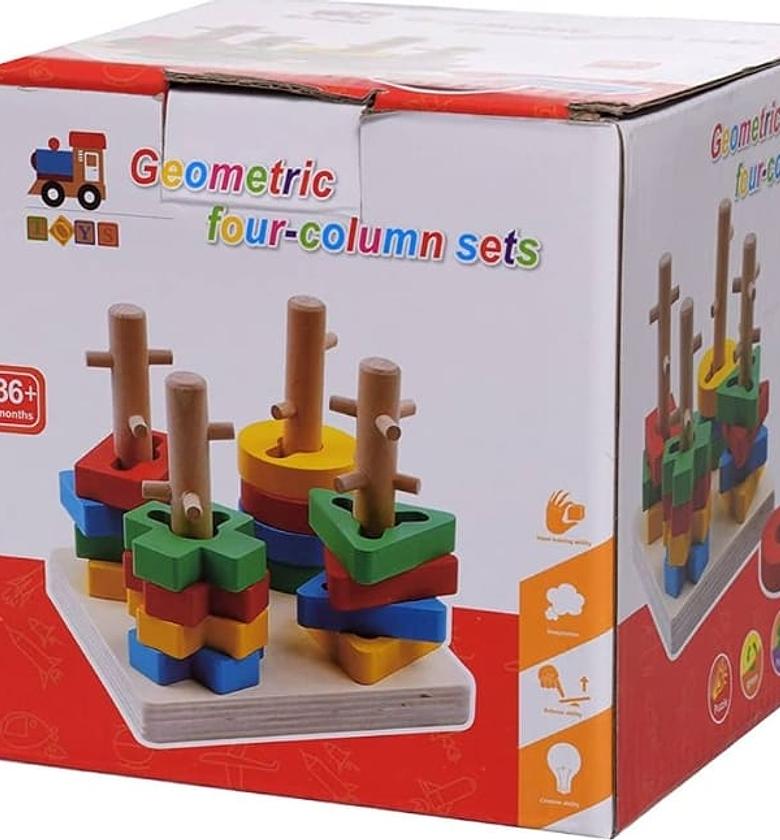 Wooden Geometric Shape Sorting Toy – 4 Column Set image