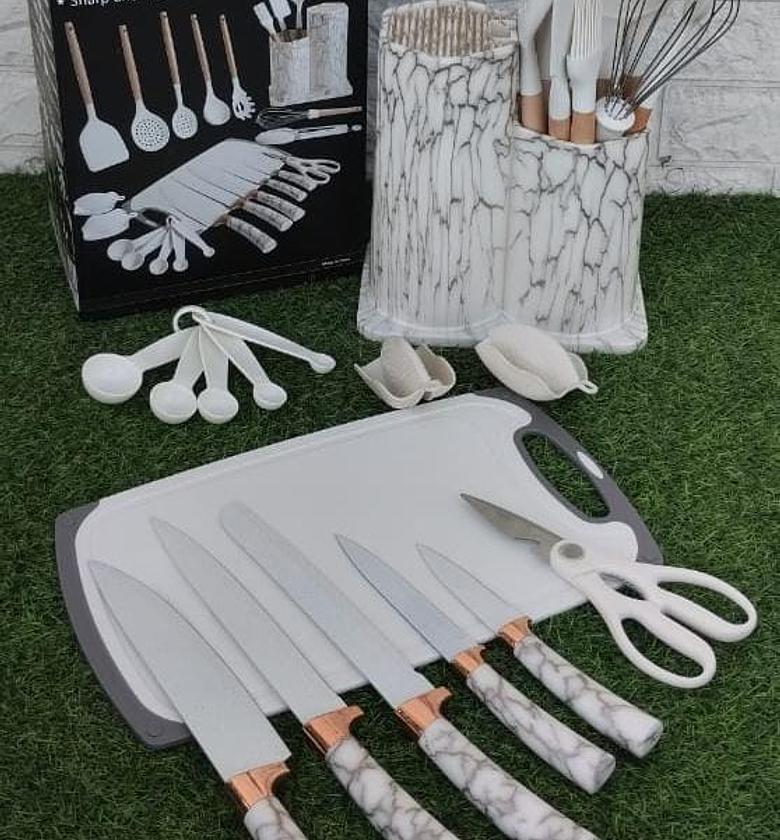 25 pc silicone spoon white marble  image