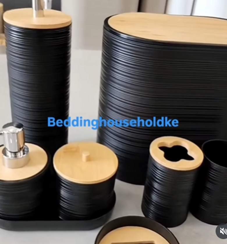 Luxury Bamboo Plastic Bathroom Accessories Set image