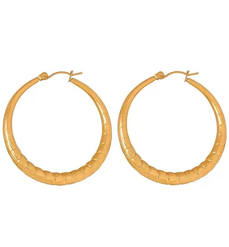 Classic Gold Textured Hoop Earrings image