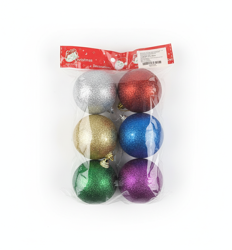 Shiny Glitter 6 Pack Christmas tree decoration balls, Baubles Ornaments Kenya image