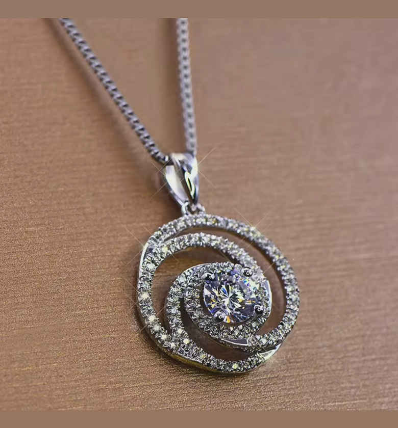 Luxury circular zirconia necklace  image