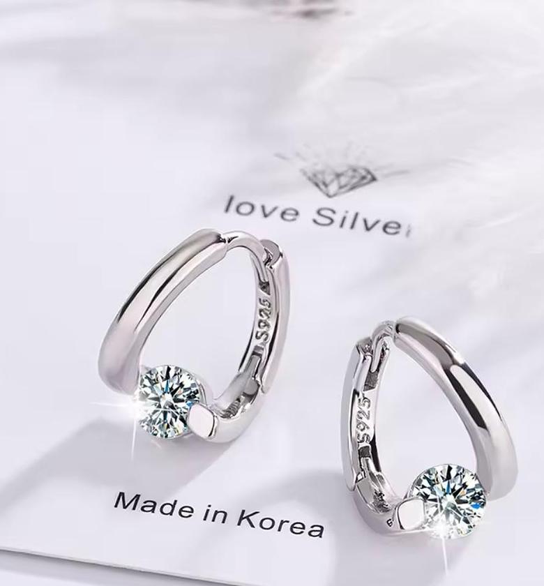 Eternal Solitaire Huggie Hoops image