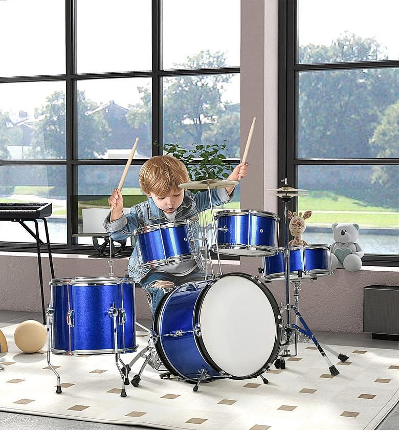 Drum Set Kit For Kids. 11 Piece Junior Drum Set for Kids with Stool. Check The Video Below image