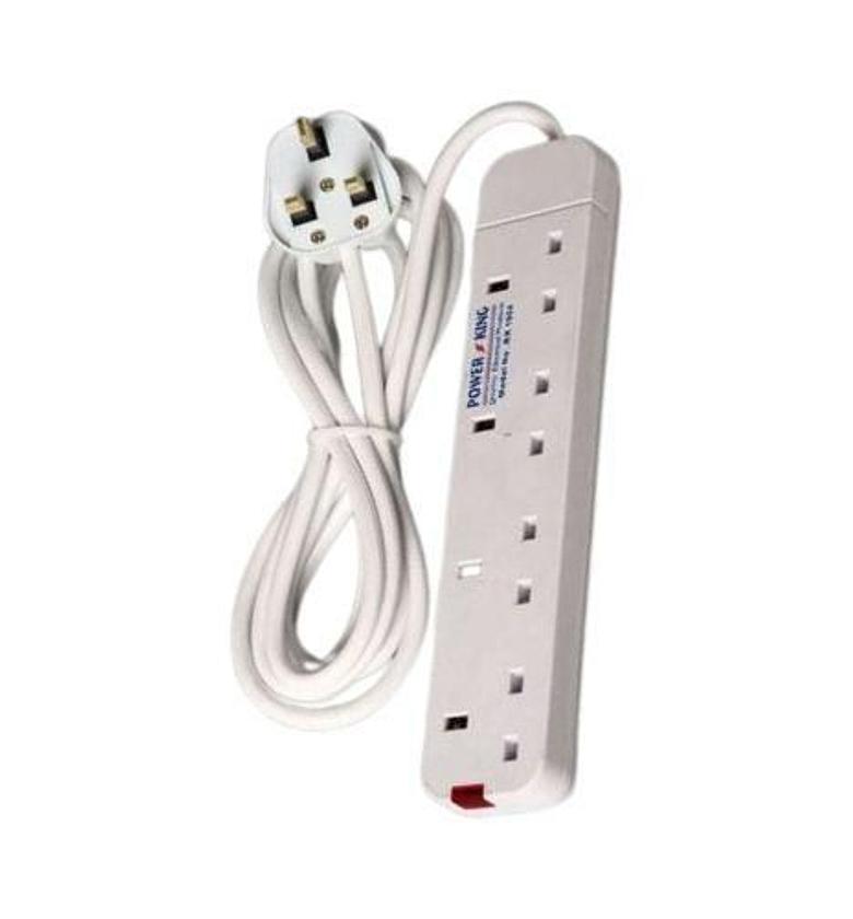 Power King Best 4 Way Power Extension With Long Cable // Power extension - White image