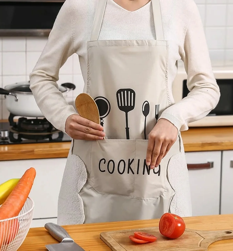 Waterproof Kitchen Adult Apron with Hand Towel & Pockets image
