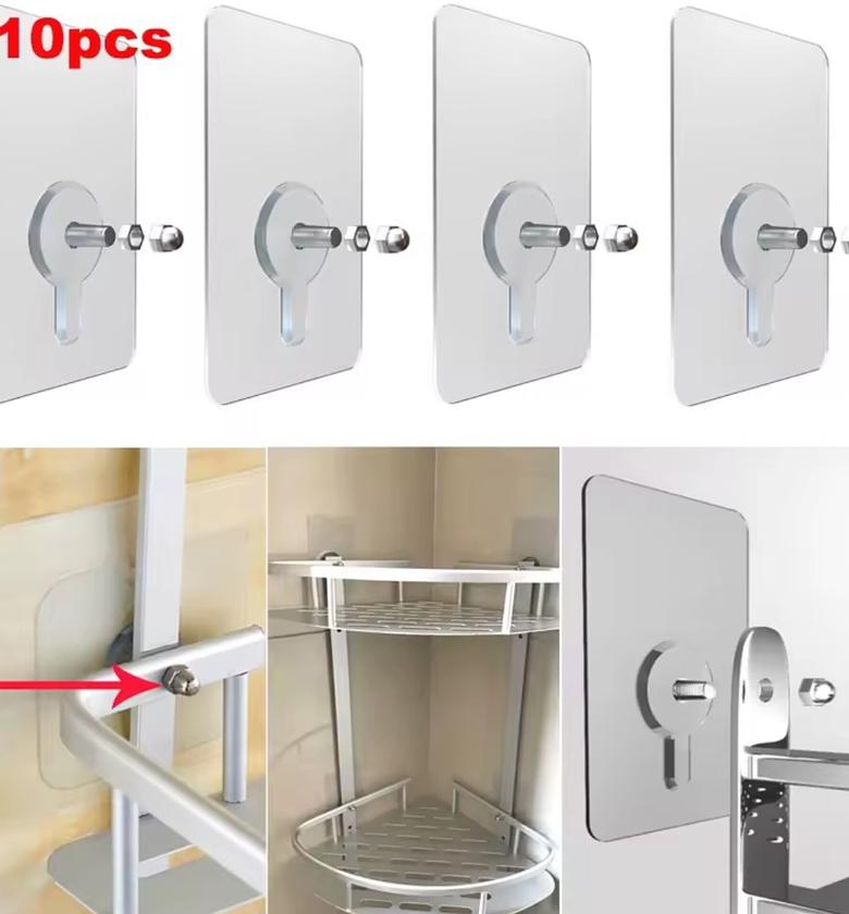 10 Piece Wall Mounted Adhesive Hooks, Screw Sticker image