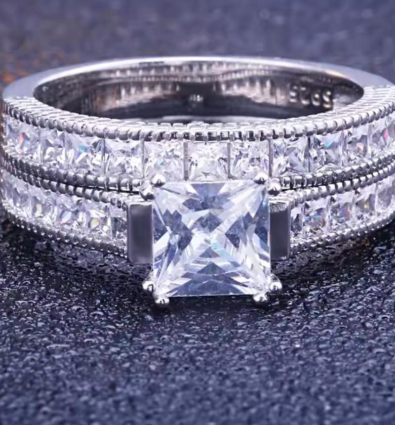 Eternal Brilliance Pure Silver Double Ring Set image