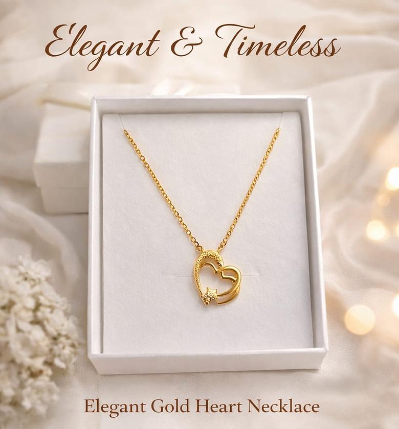 Elegant gold heart necklace  image