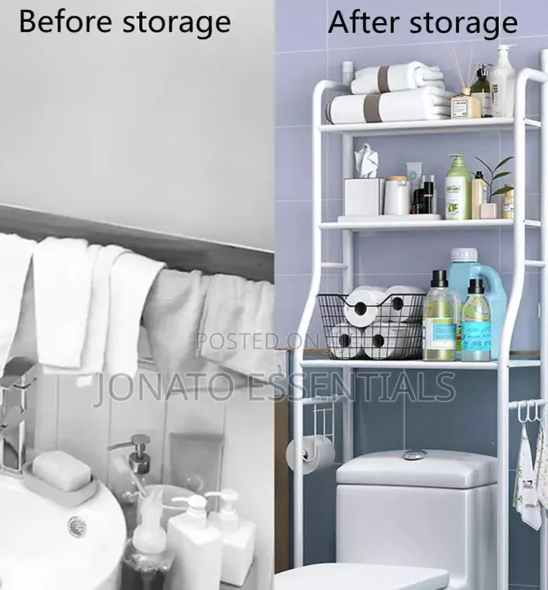 3 Tier Over the Toilet Storage Rack, Toiletries Organizer image
