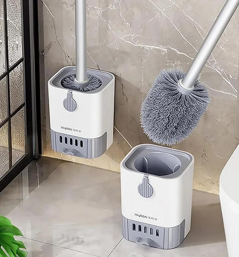 Wall Mounted Long Handle Toilet Cleaning Brush With Holder image