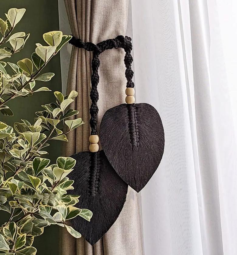 Leaf Curtains with Straps Home Bohemian Lace image