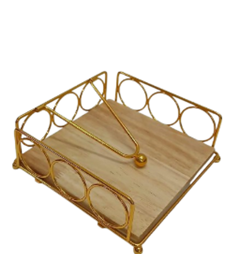 Flat Napkin / Serviette Holder with a Wooden Base.  image