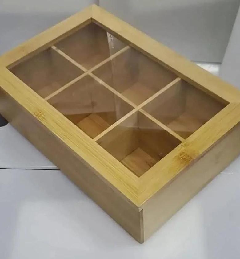 6 slot bamboo teabag organizer image