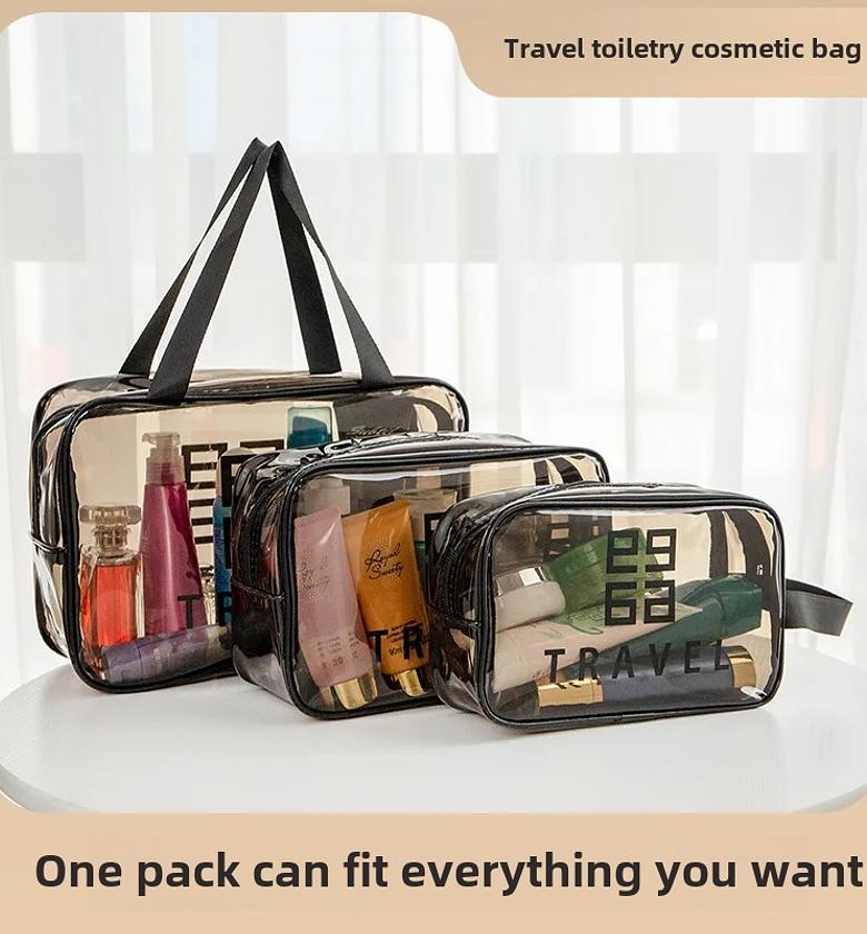 3pc Large Capacity Waterproof PVC Transparent  Bag image