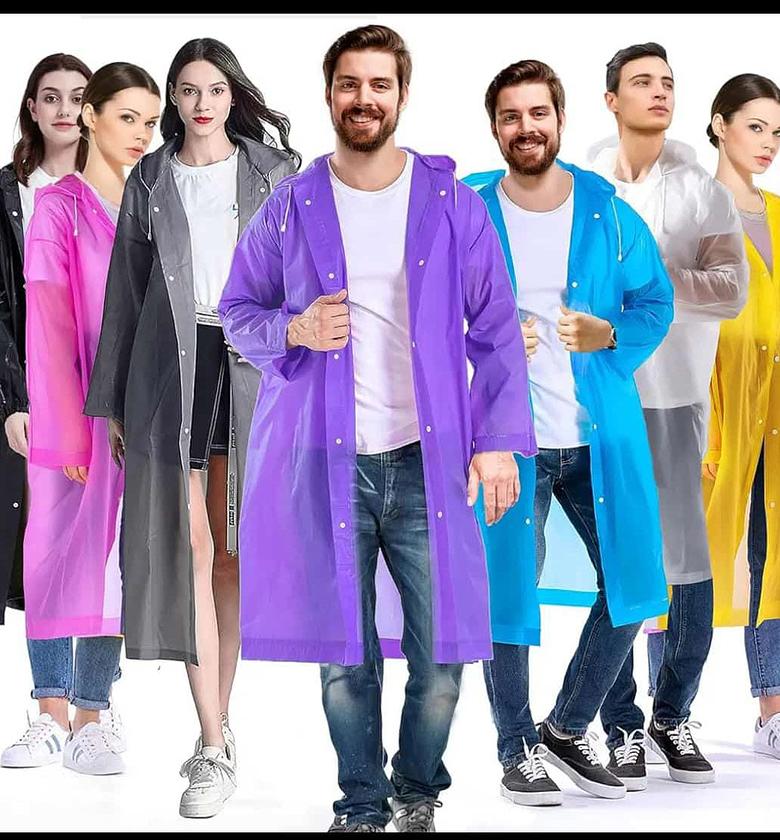 Unisex Raincoat With Hood, Waterproof Reusable, All Sizes image