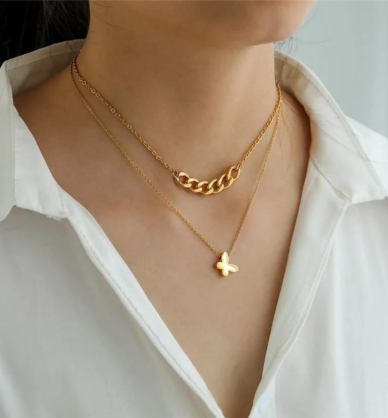 Butterfly layered necklace image