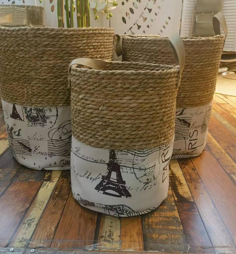 High Quality Set of 3 Stackable handmade baskets  image