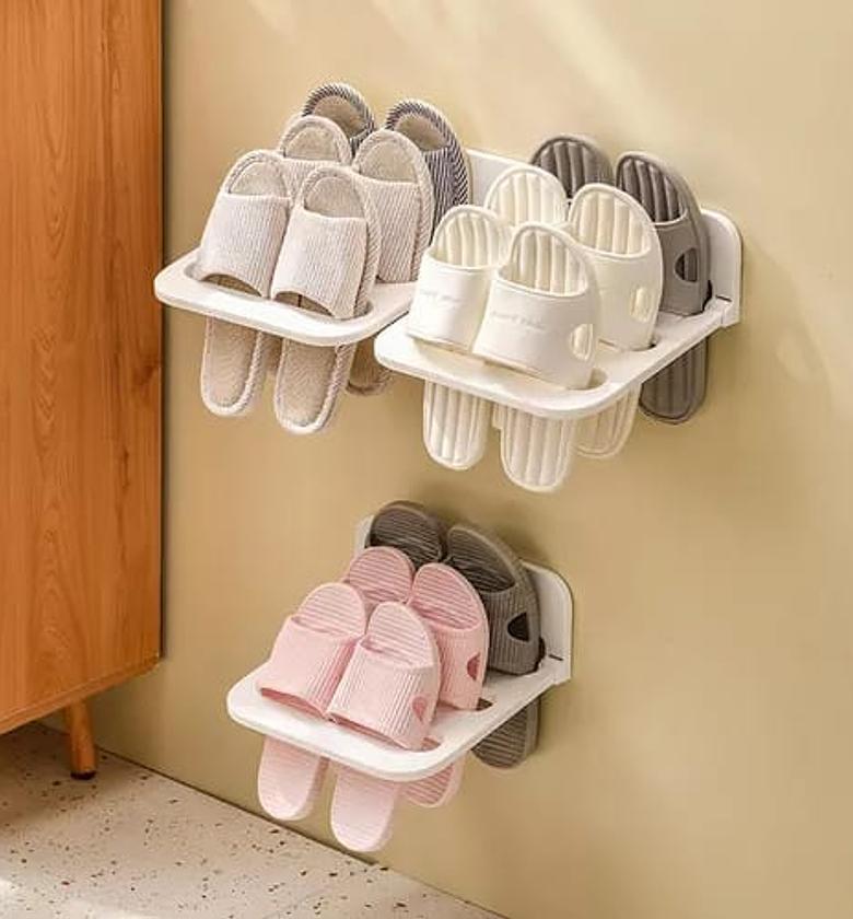Wall-Mounted Folding Shoe Rack, Bathroom Slipper Rack image