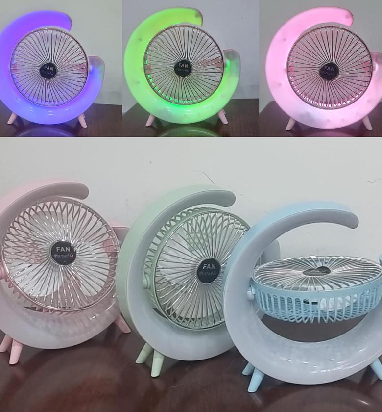 Rechargeable Portable Mini Fan With Led Night Light Table Desk image