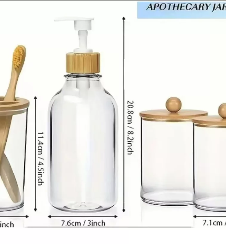 4-Piece Bamboo Bathroom Accessories Set image