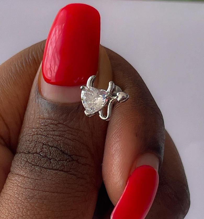 Heart-Shaped CZ Stud Earring image