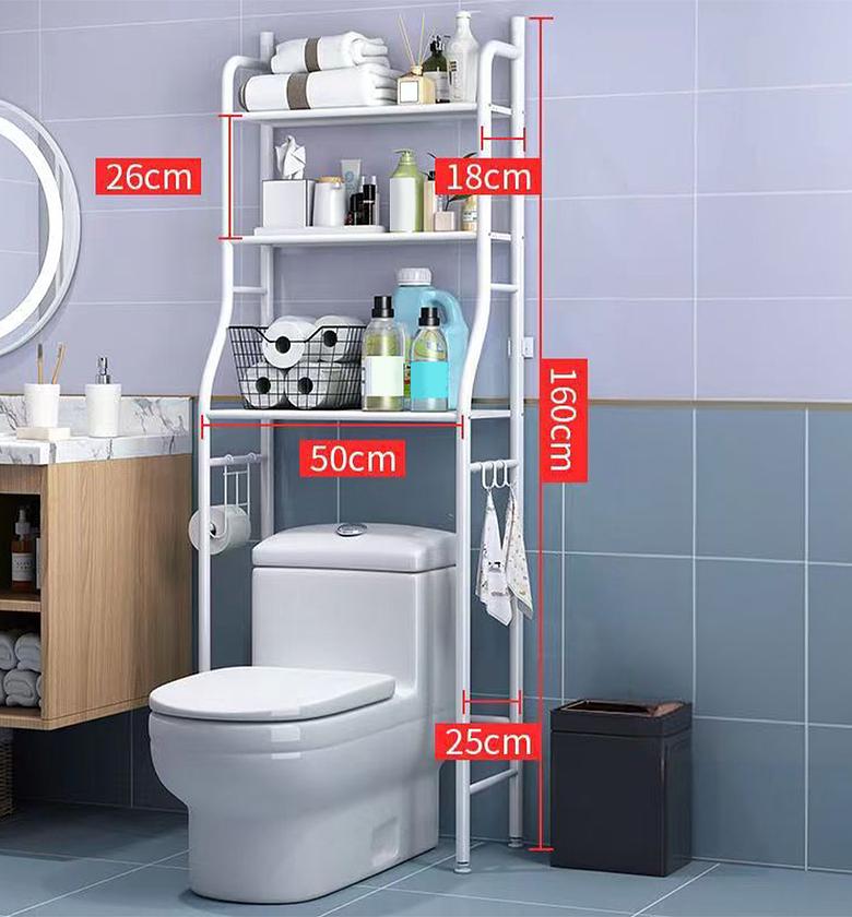 3-Tier Over the Toilet Storage Rack & Bathroom Organizer Shelf - Space Saving Steel Unit for Towels & Toiletries image