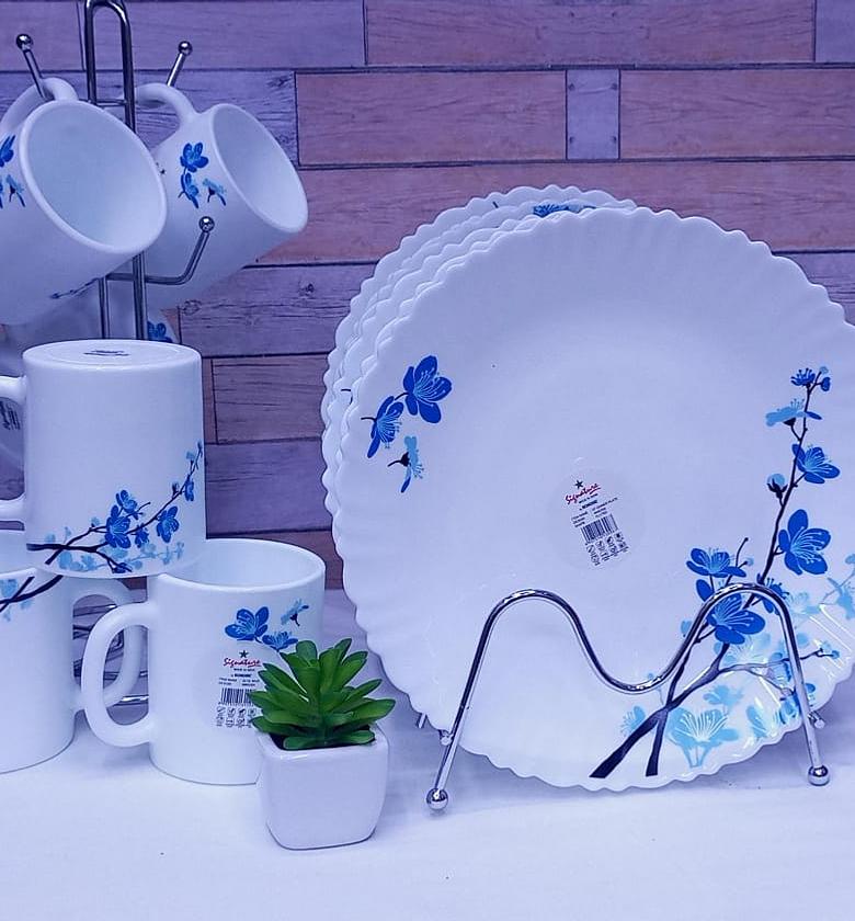 Set Of 6 pc mug  6 pc plate Beautiful Dinner Serving Ceramic Plates image