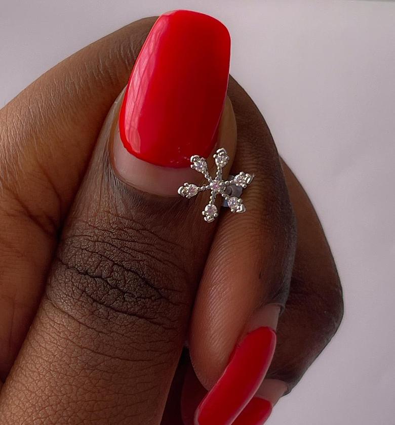 Dazzling Snowflake CZ Stud Earring image