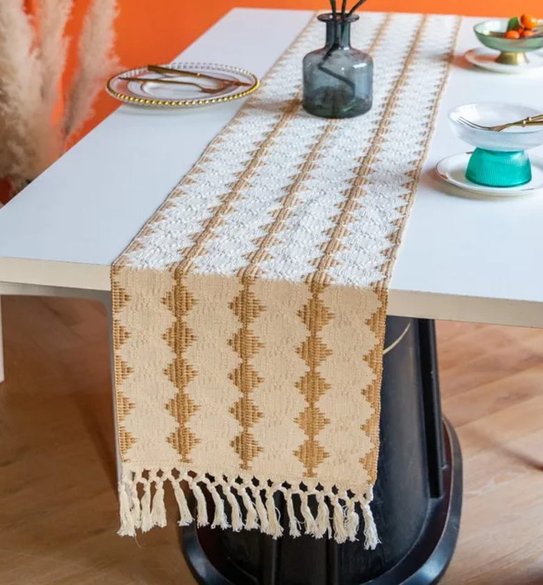Bohemian Table Runner with Tassels – 30cm x 240cm image
