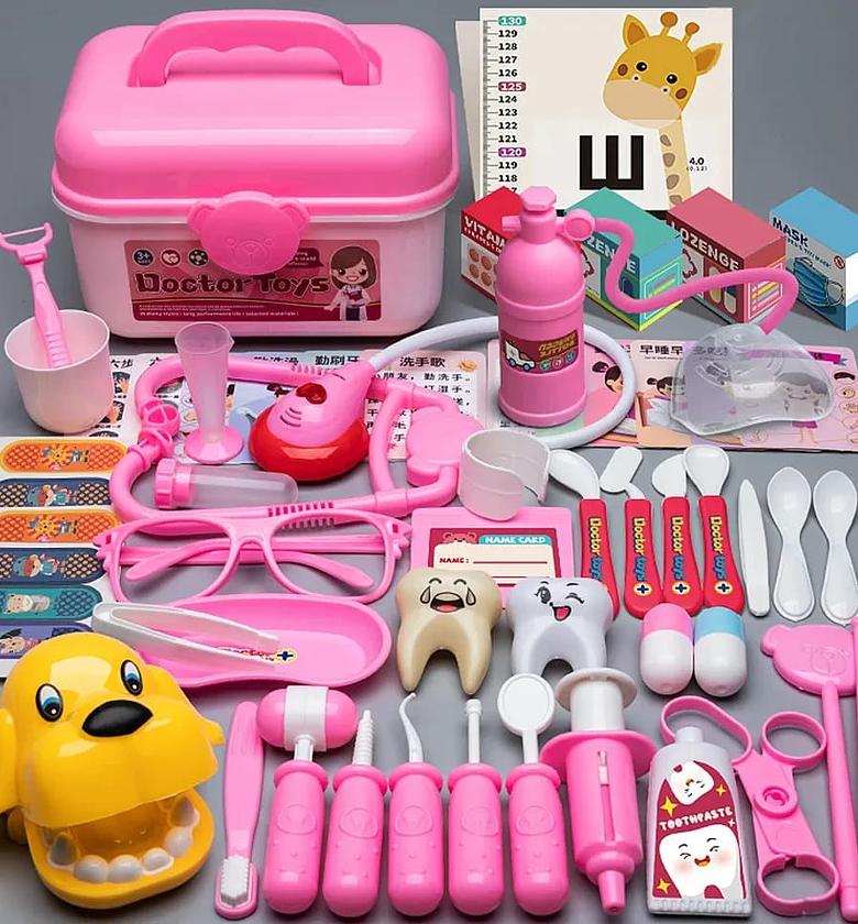 Doctor Playset Medical Kit Contains Children's Injections, Lighted play stethoscope for kids, dentist kit  image