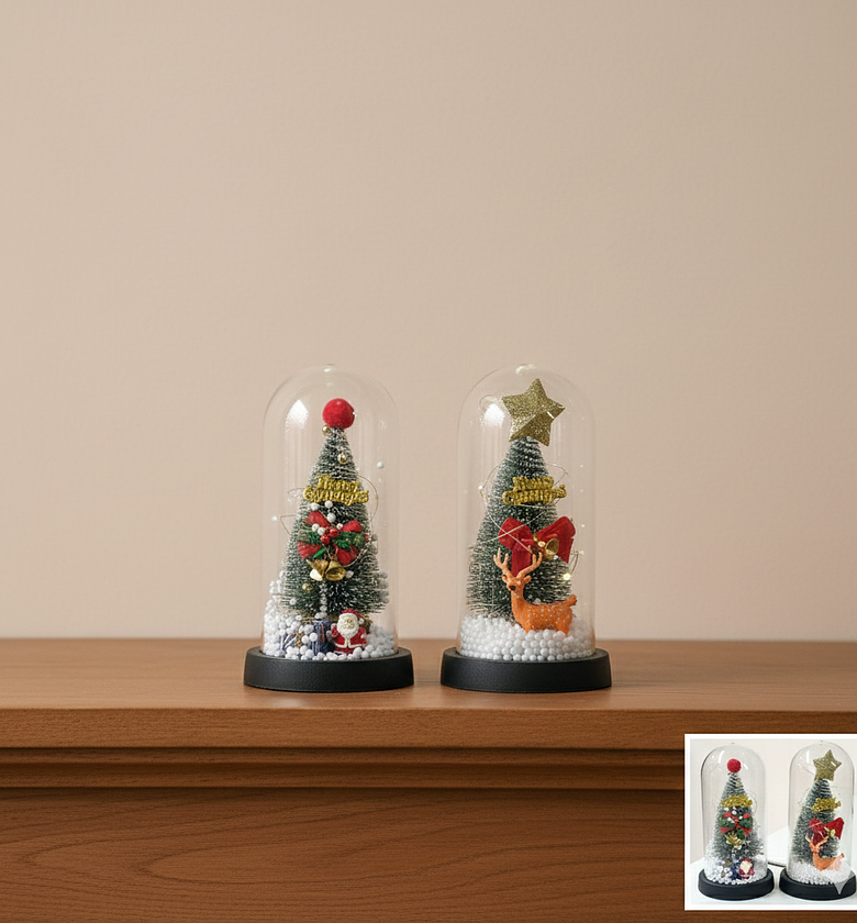 Christmas Tree Snow Globe Decoration with Lights image