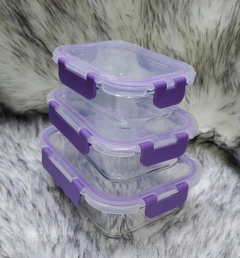 3 in1 Snack Storage Box Set Transparent Top Lid. image