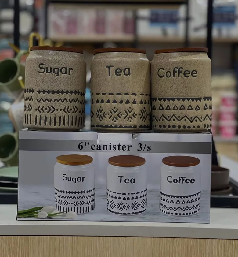 Artisan Brown Ceramic Airtight Canister Set image