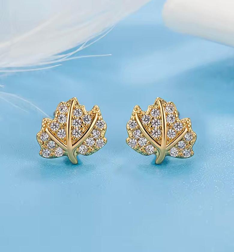 Gilded Autumn Maple Stud Earrings image