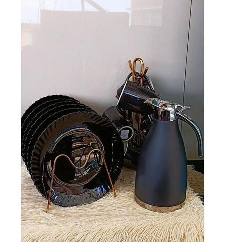 Breakfast Set" or "Dinner Ware Set," often including a 2-liter unbreakable flask, 6 dinner plates, and 6 cups.  image