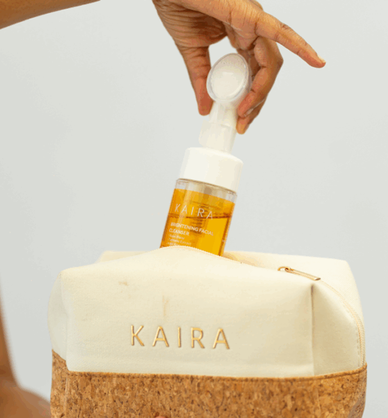 Kaira Eco neutral Make up bag, Brightening Cleanser & Make up Remover Bundle – 3-Piece Set image