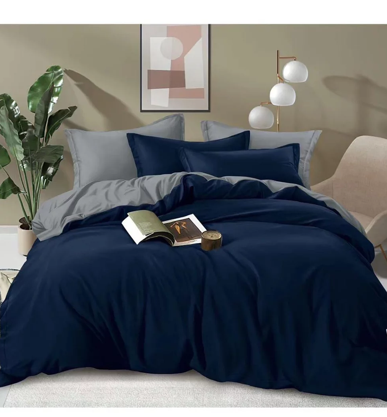 4-Piece Plain Double-Sided Color Cotton Duvet Cover Set image