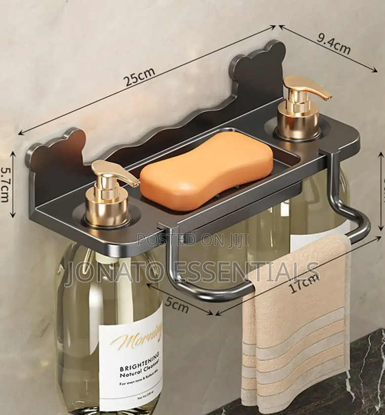 Wall Mounted Soap Dispenser Holder and Towel Rack Holder image