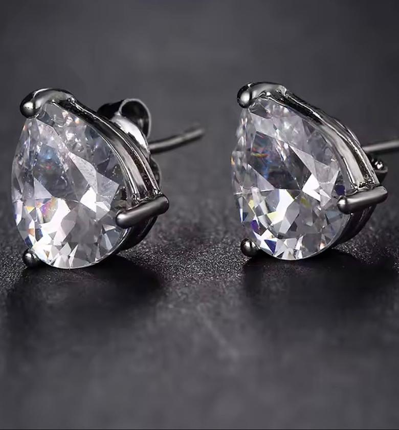 Regal Teardrop Solitaire Stud Earrings image