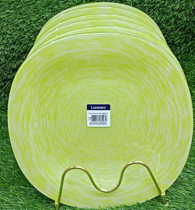 Luminarc 6 Pcs  marble Set Square Curved Dinner Plates. image