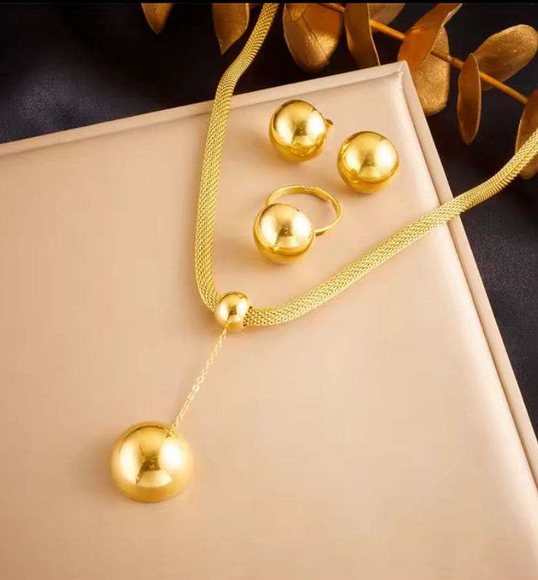 Golden Orb Statement Jewelry Set image