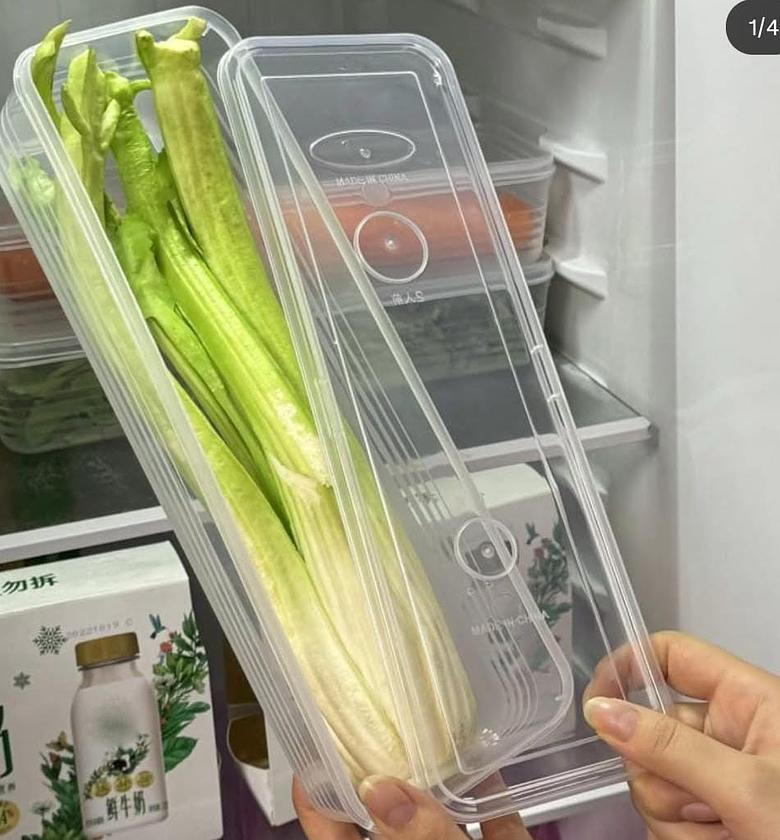 Refrigerator herb storage boxes/ fresh keeping crisper organizer with lid. image