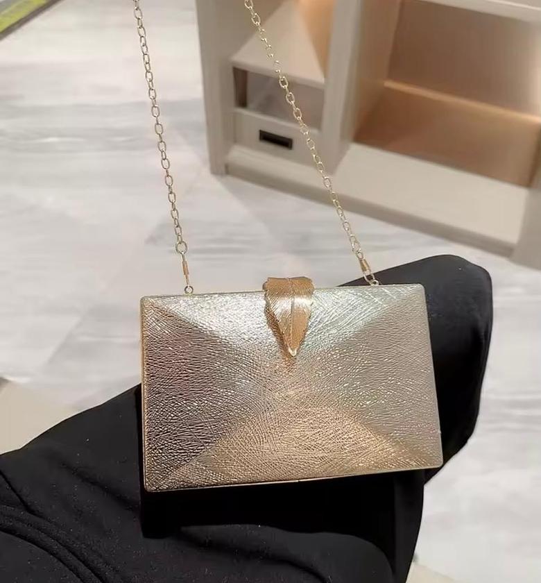 Gilded Leaf Textured Evening Clutch Bag image