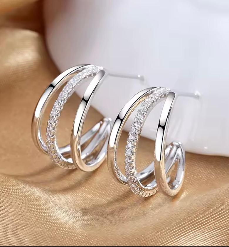Sterling Triple-Band Radiance Hoops image