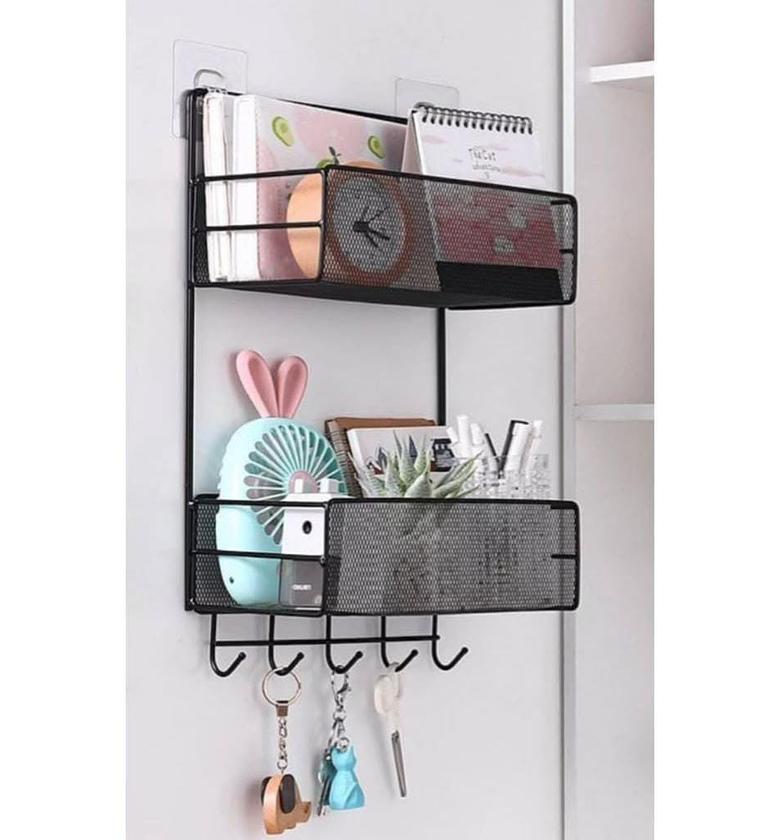 Two layer mesh organizer with hooks. image