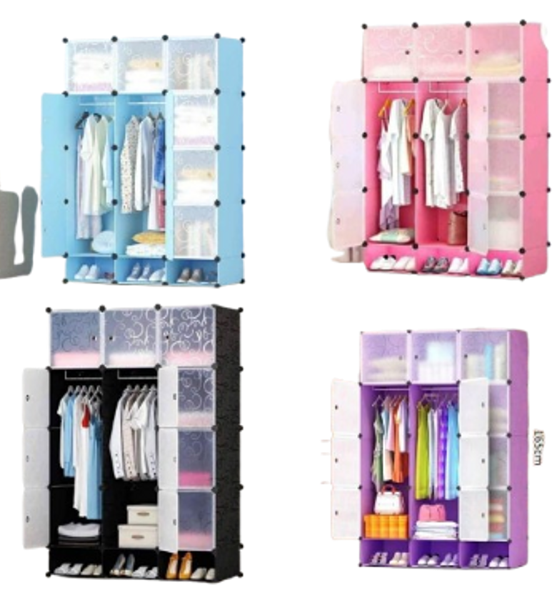  3-Column Portable Plastic Wardrobe.  image