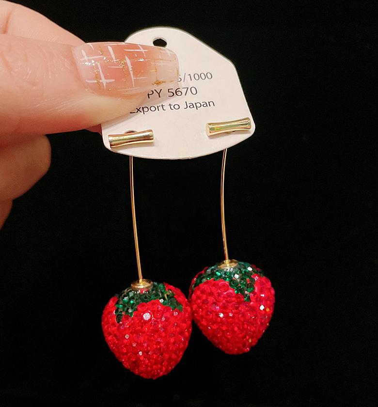 Strawberry drop earrings image