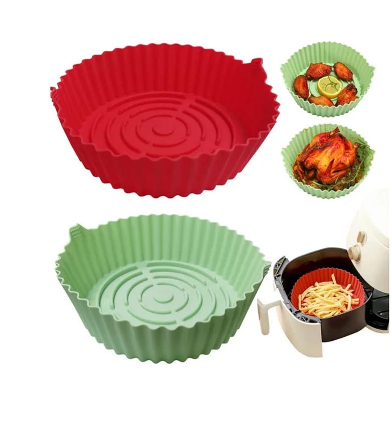 Premium Reusable Silicone Air Fryer Liner and Non-Stick Baking Basket image