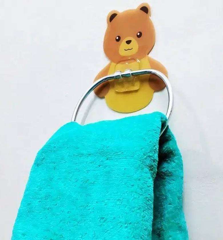 Cute Bear Towel Holder - Bathroom Kitchen Towel Ring image